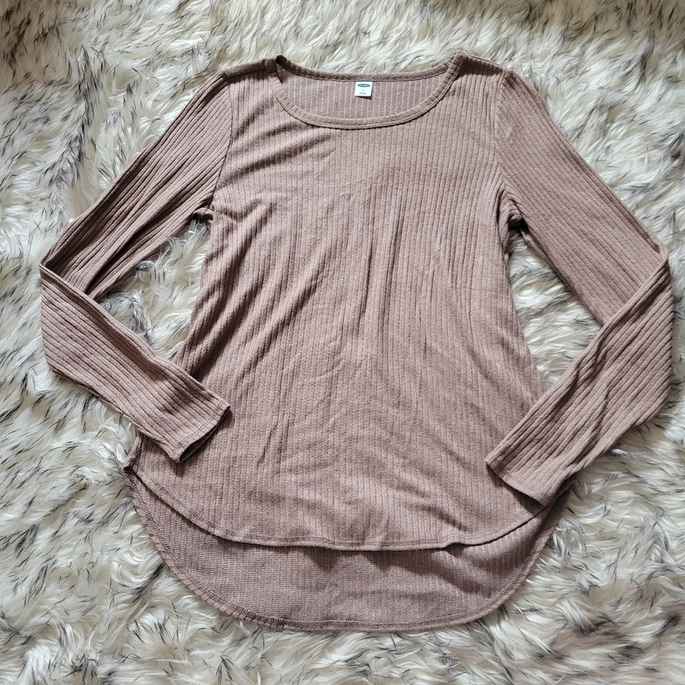 Old Navy Beige ribbed long sleeve top small